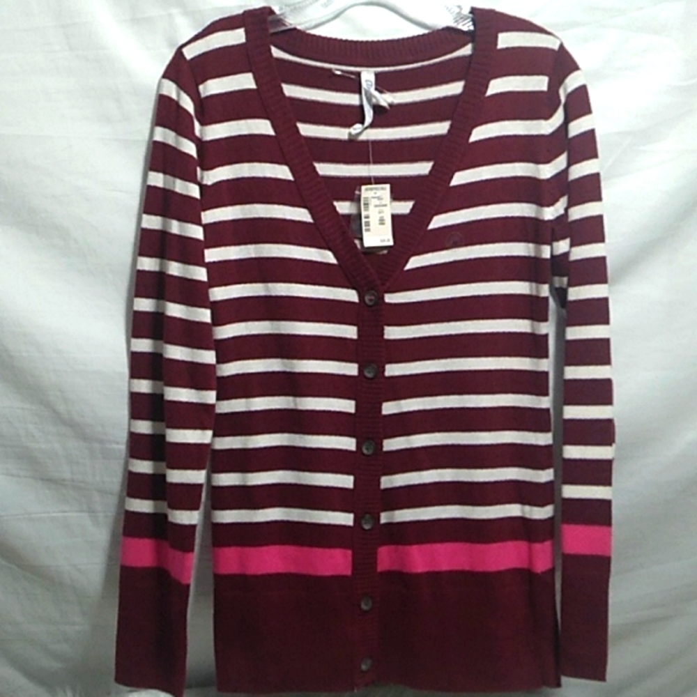 NWT Aeropostale Button Up Striped Sweater Sz.M (A-75) - Picture 1 of 10